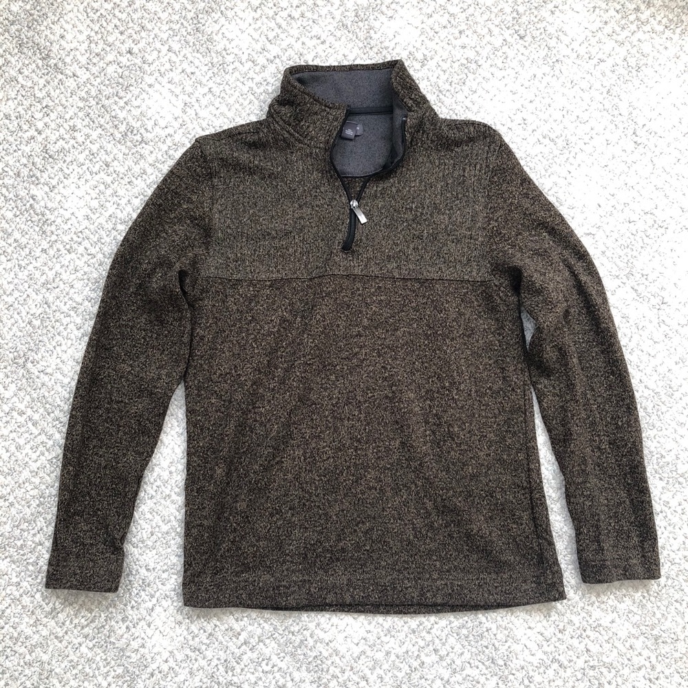 Van Heusen Flex Quarter Zip Pullover Sweater Brown
